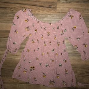 Pink and floral 1/2 shirt